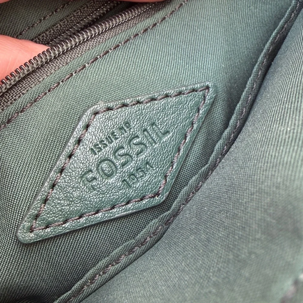 Fossil Teal Green Leather Crossbody Bag